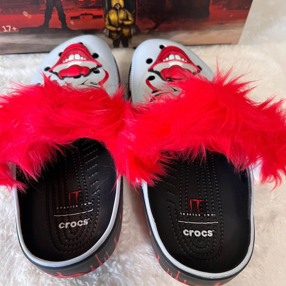 Crocs x IT Chapter 2 Pennywise Classic Clog Shoes Red Fur Size M8 / W10‎ NWB